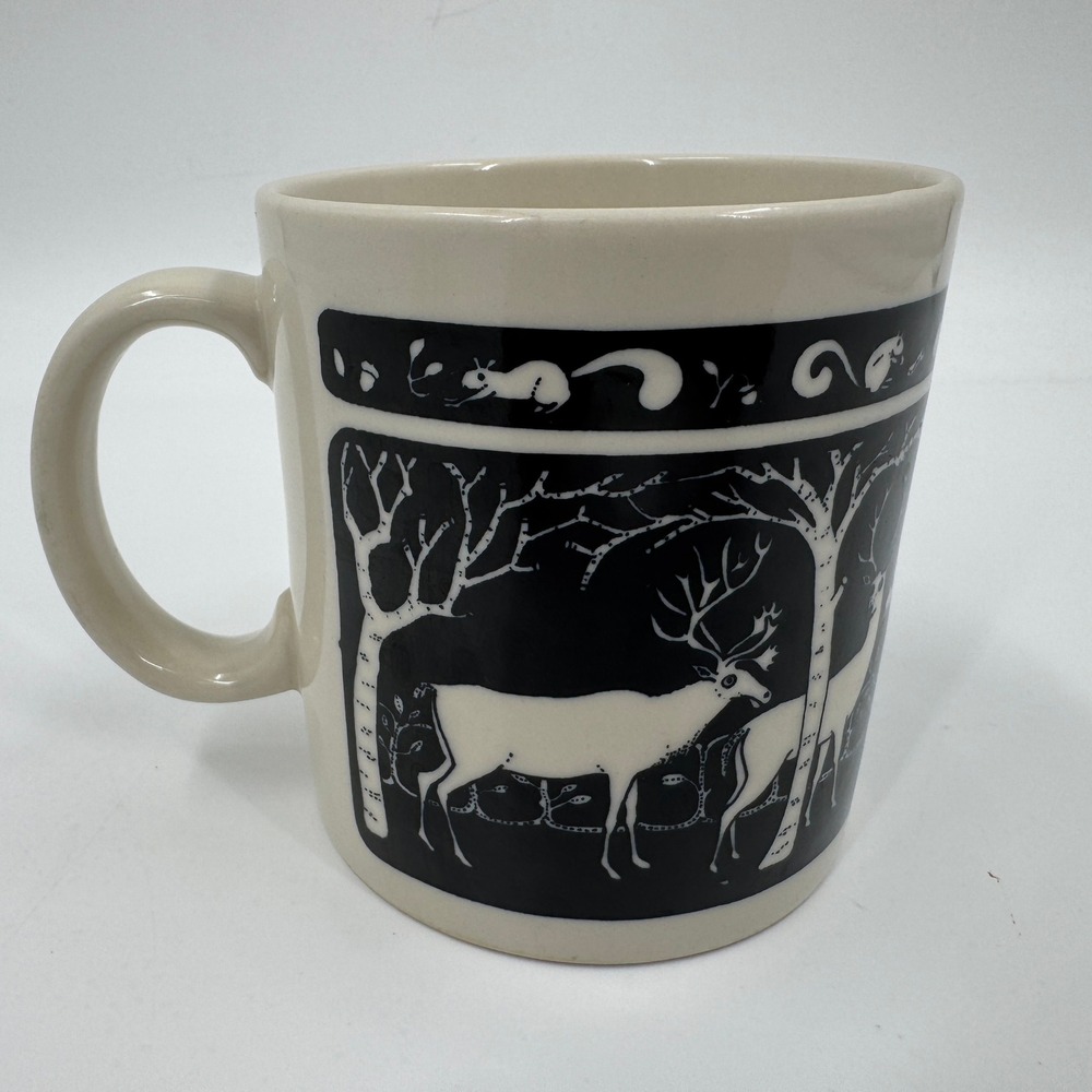 Vintage 1978 Taylor & Ng San Francisco Deer Squirrel Forest Ceramic Mug